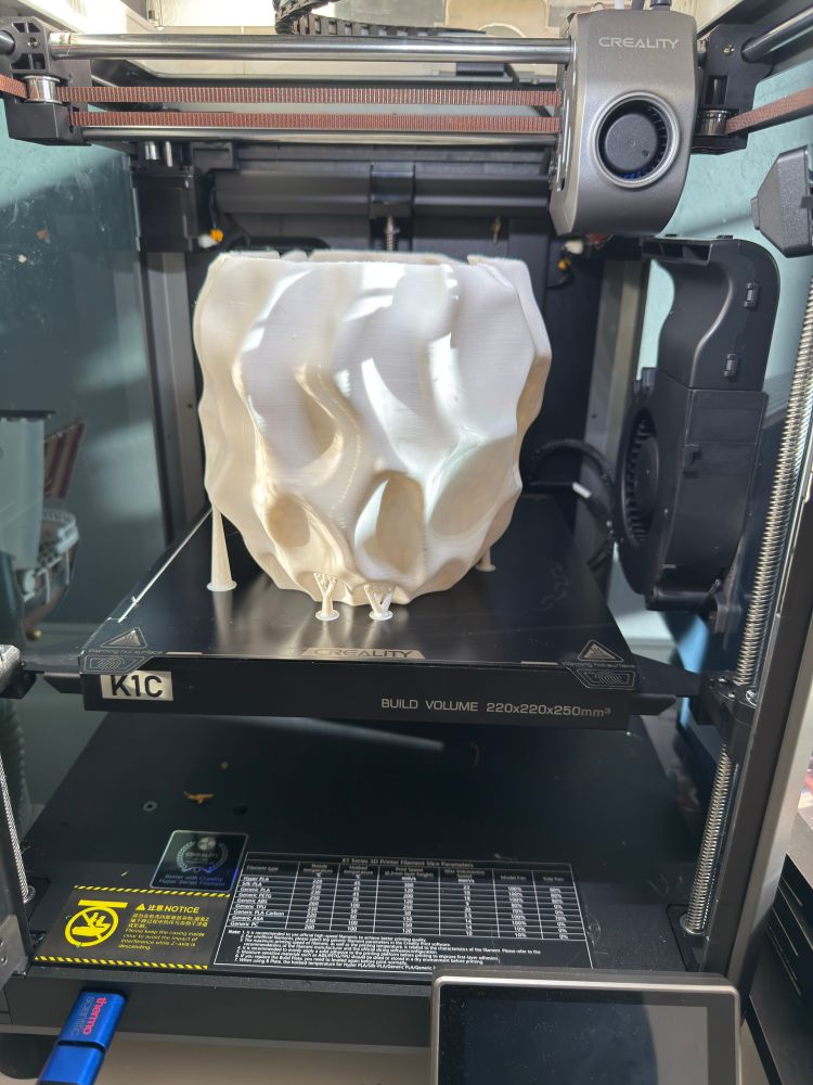 3D printed planter inside the 3D printer