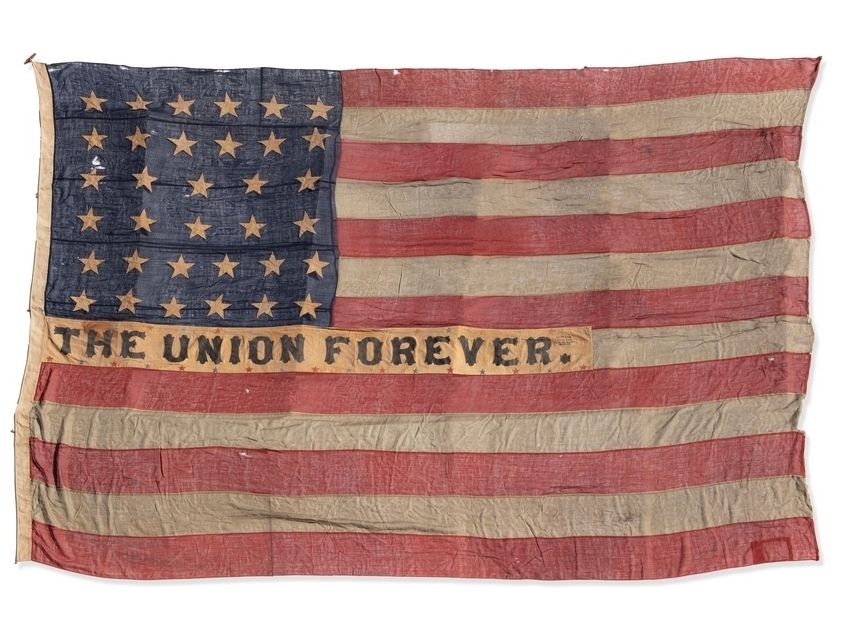 American flag with THE UNION FOREVER