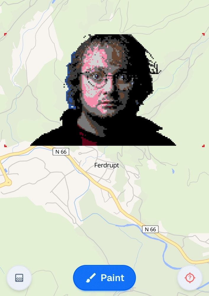 Capture d écran du w place sur la ville de Ferdrupt dans les Vosges avec un pixel Art de Feldup