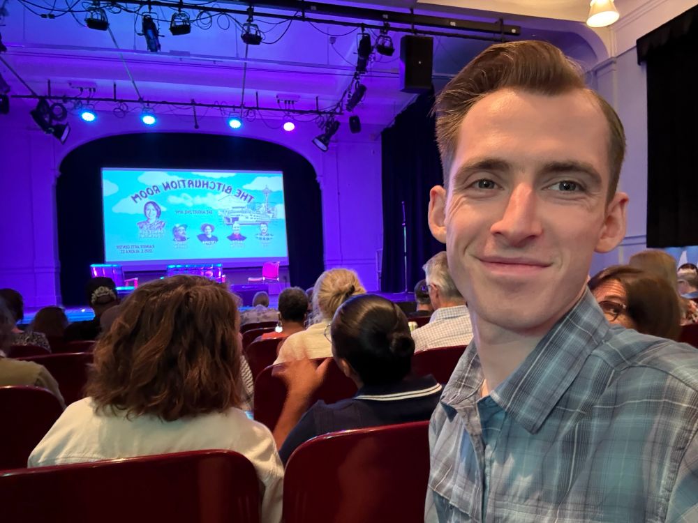 Noah takes a selfie in front of the stage of “The Bitchuation Room” live in Seattle 