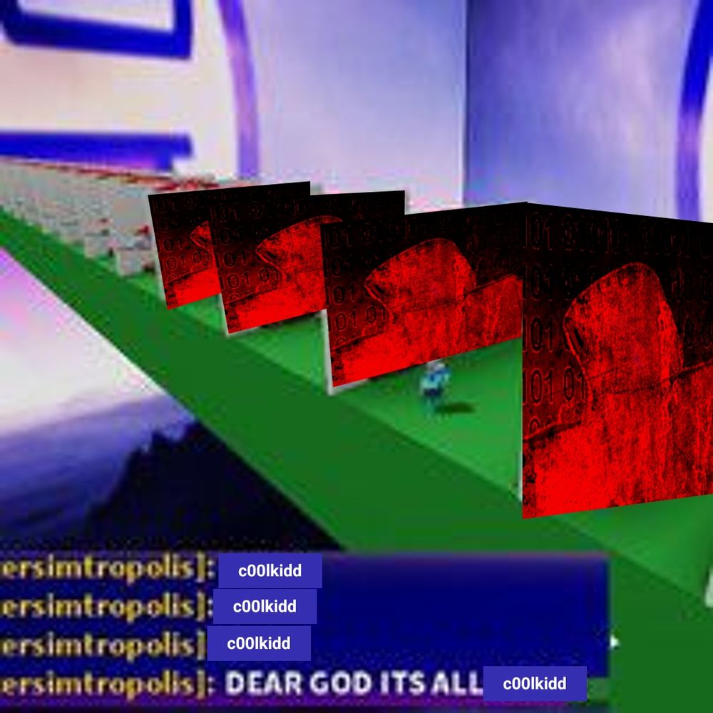 An edited picture of a meme where someone plays one of those roblox games where you have to name the character to proceed

The player in the image sends 4 messages in the chat, the first 3 say "c00lkidd" (cool kid), one of the killers in forsaken, the last messaged says "dear god its all c00lkidd"