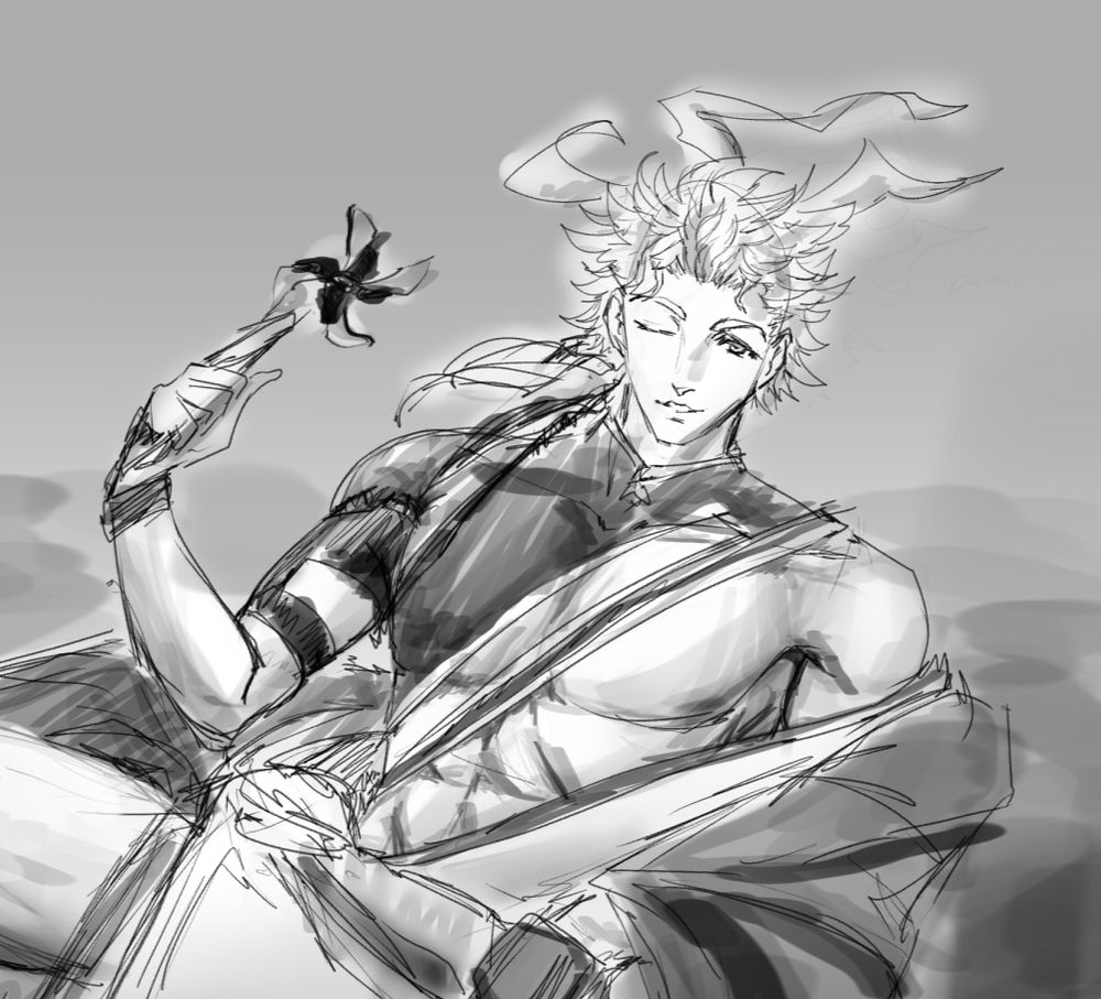 a black and white sketch of yukata siete/seofon