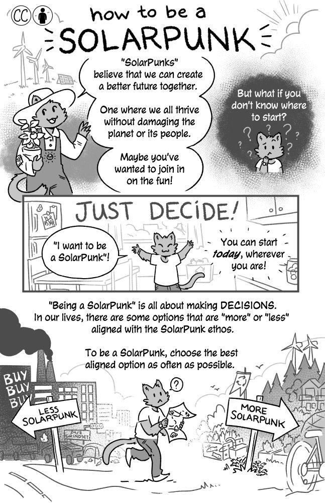 First page of Jam's "How to be a Solarpunk", for Fodongo.