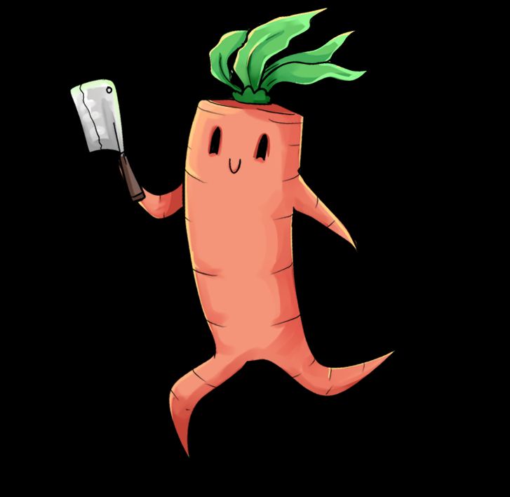 carrot wielding a butcher knife