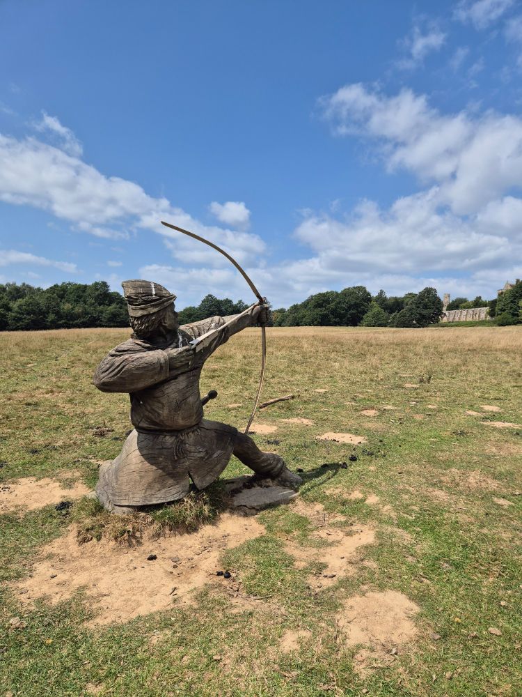 A statue of an archer on the Battle of Hastings battlefield at Battle.