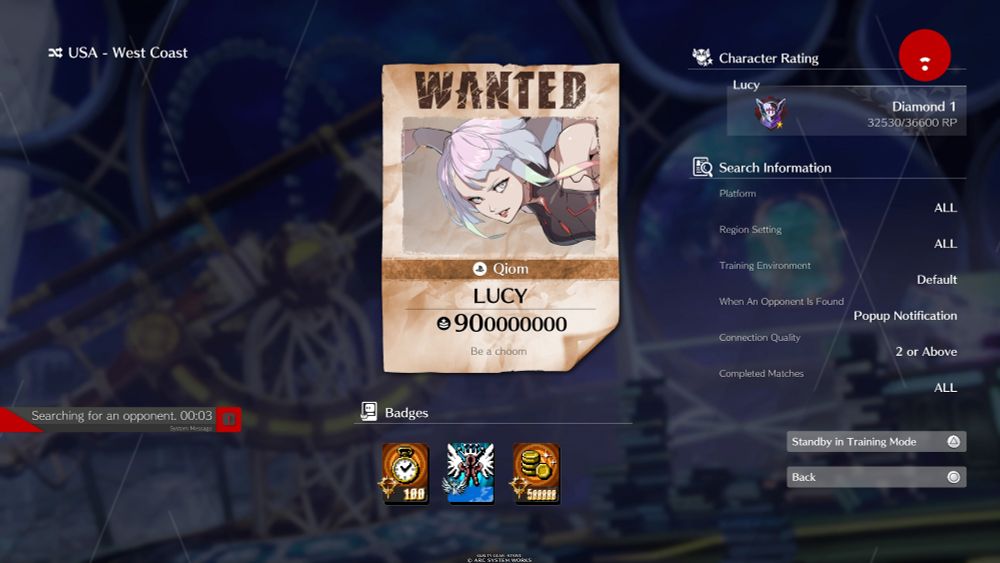 In game screenshot of my Lucy with diamond rank