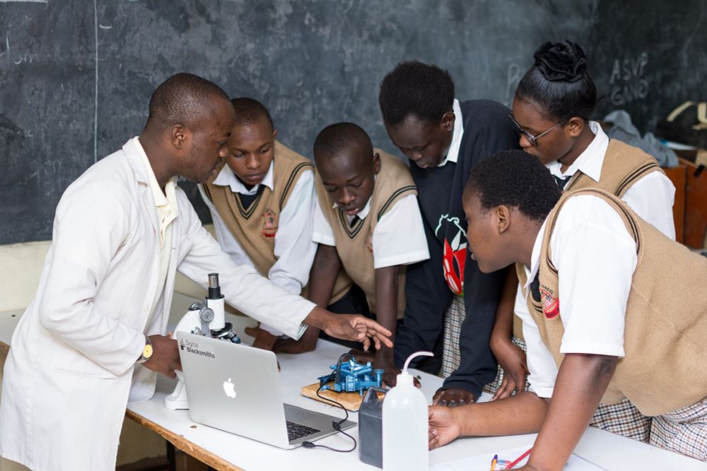 An OpenFlexure Microscope in a school in Kenya