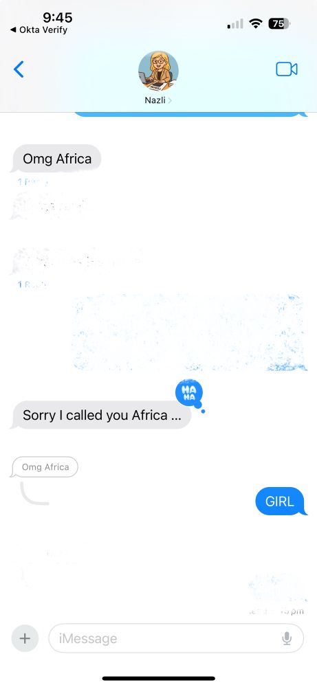 Screenshot of someone saying 
Omg Africa 
And then
Sorry I called you Africa…