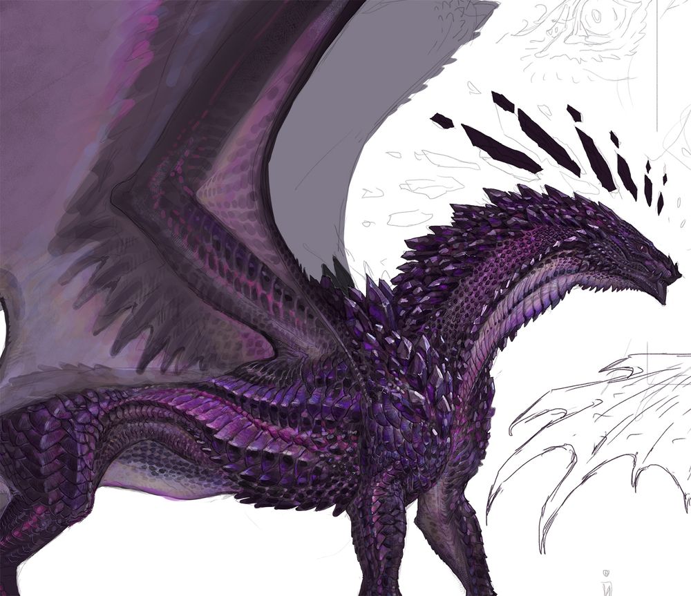 personal take on the amethyst dragon from dnd, still a wip, taking breaks from it once a while, may not be done until I get some life stuff outta the way, but I still pick at it now and then.