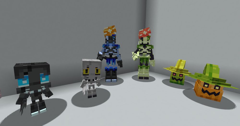 A WIP screenshot of Bowne, Bognmarrow and Pumpkid all together, with their shinies.