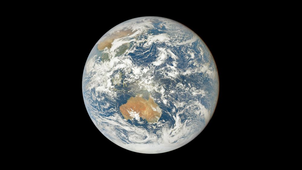 A full disc color view of the Earth with the sun burnt interior of Australia hinting at all that wonderful solar energy going to waste.