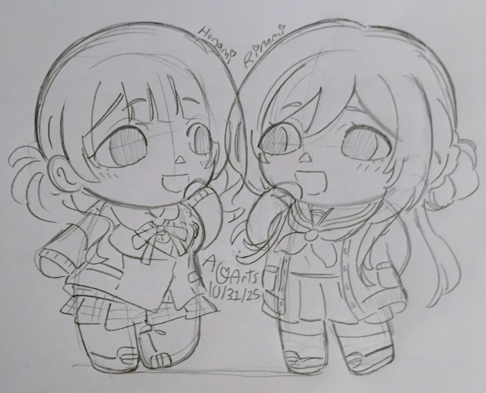Rinami from Gakuen Idolm@ster and Honami from Project Sekai.