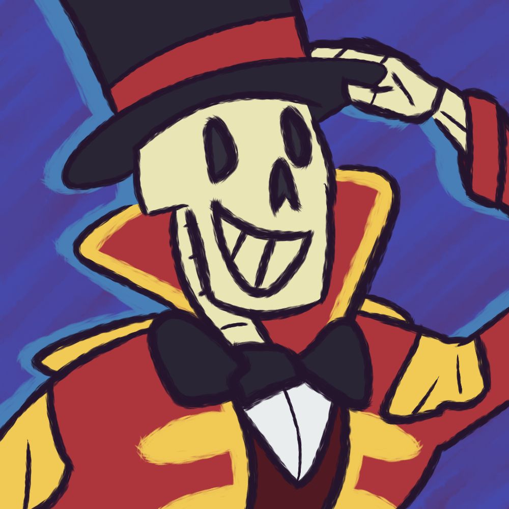 Dapper circus skeleton man