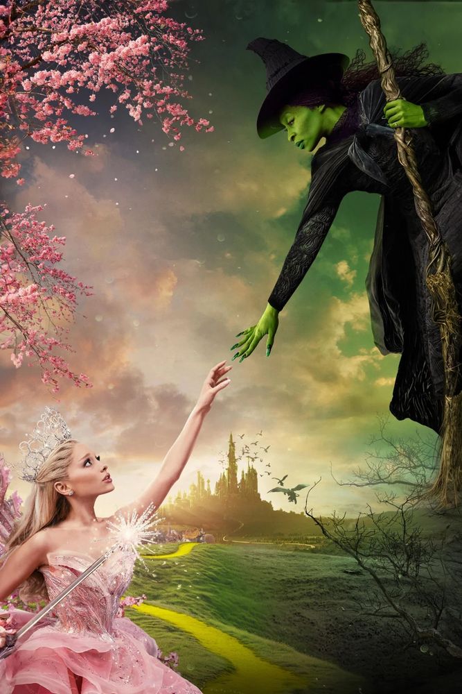 Poster for the film wicked, showing the good and bad witches.