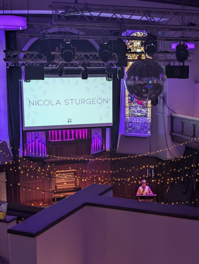 A photo of Nicola Sturgeon giving a speech.