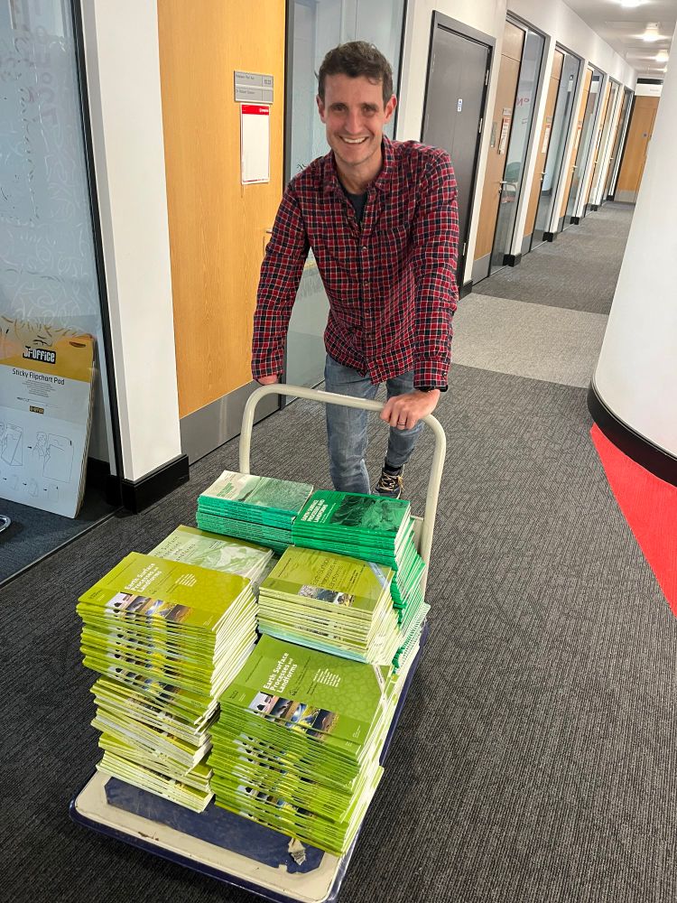 A person pushing a heavy trolley full of ESP&L issues. I only went out for a coffee.