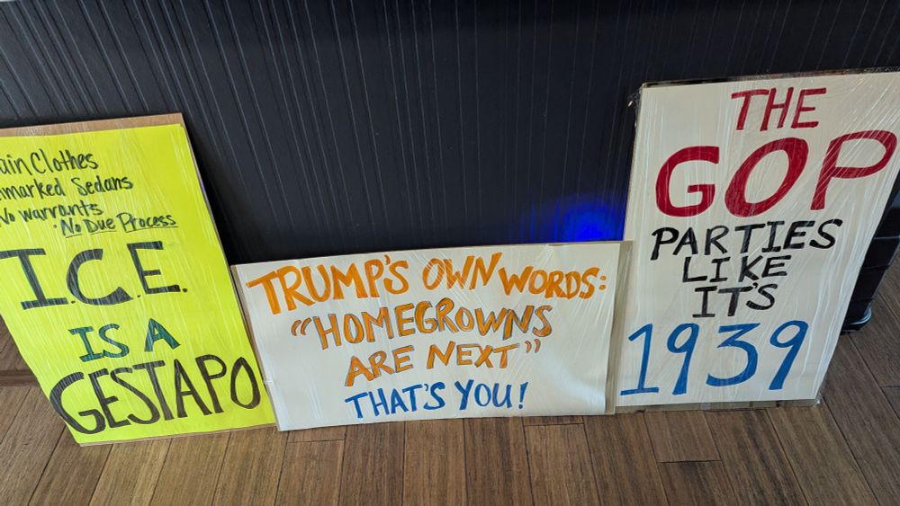 Protest sign that reads ICE is a Gestapo. 