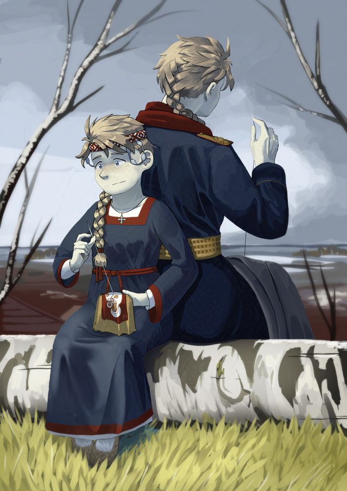 Younger and older versions of Russia sewing