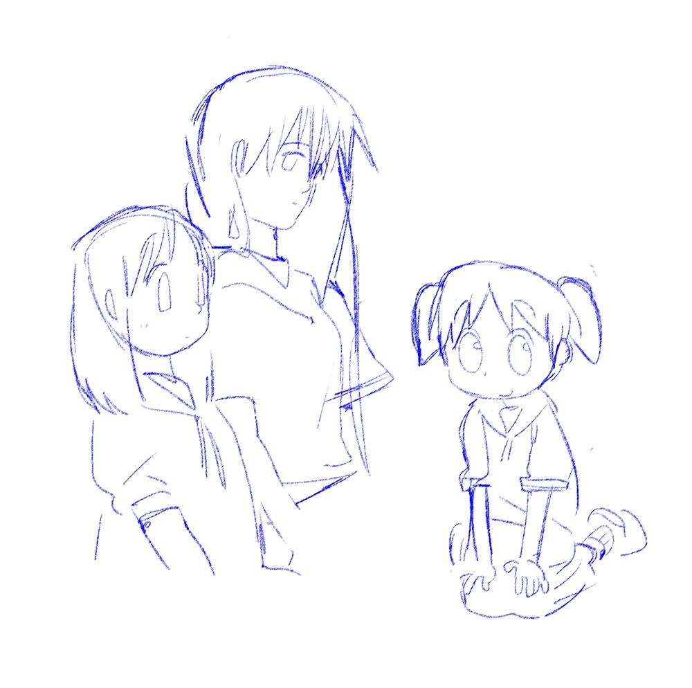 from left to right - Osaka, sakaki, and chiyo chan from azumanga daioh