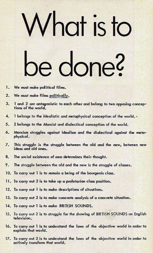 Traducción del manuscrito "Que faire?", de Jean-Luc Godard.