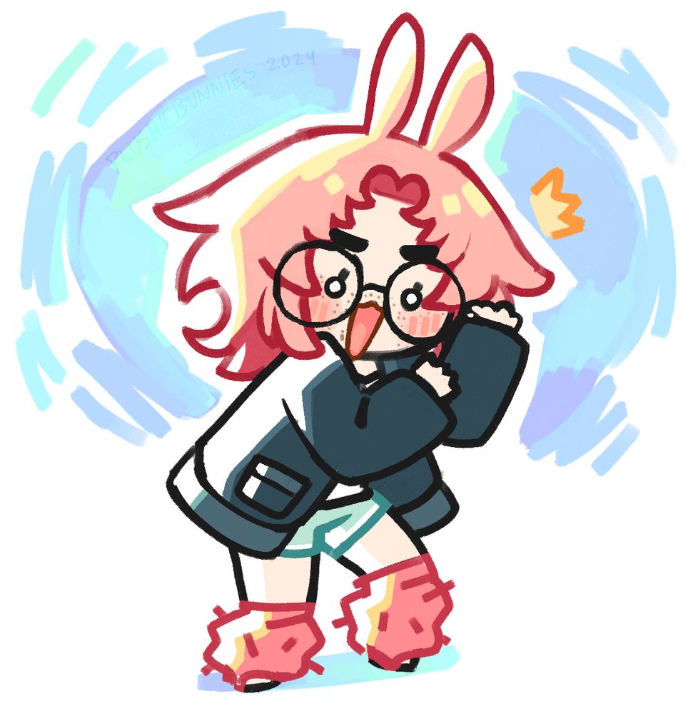sketch of my persona seeming shocked about something