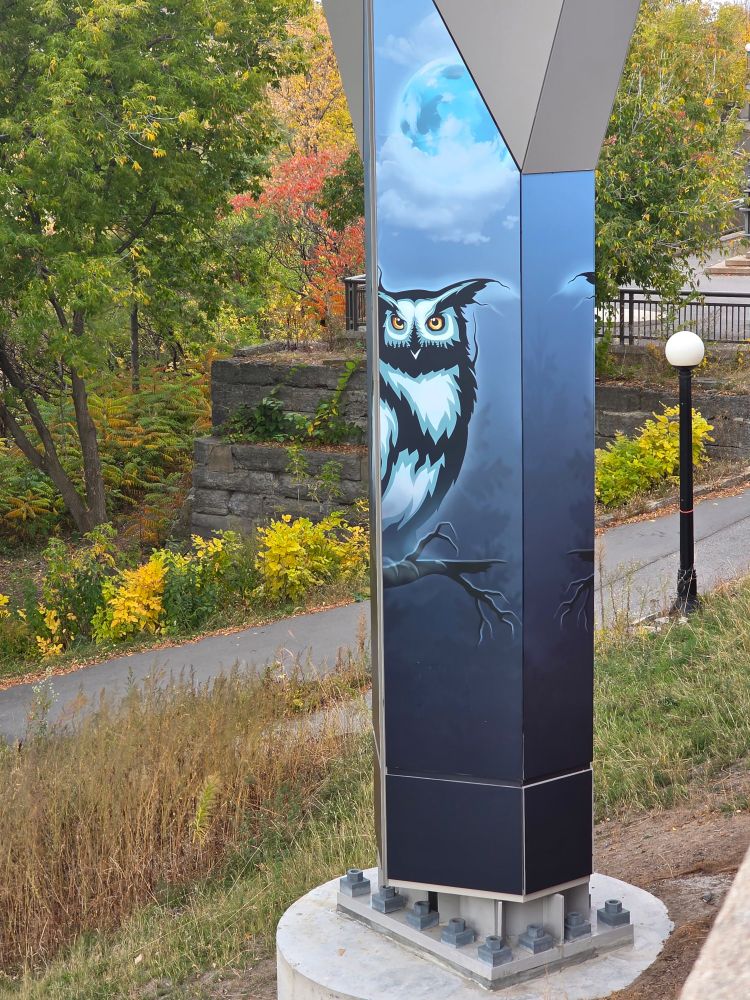 Street art. The owl and the Moon.