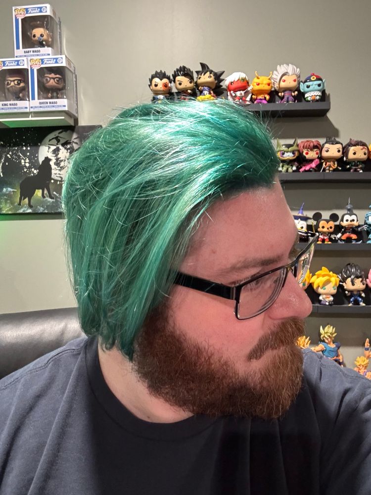 Side profile showing off my green hair