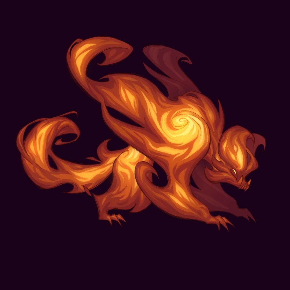 illustration of a creature made of flames