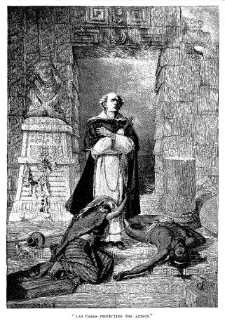 “Las Casas protégeant les Aztèques”
Source : Las ilustraciones de La Edad de Oro de José Martí