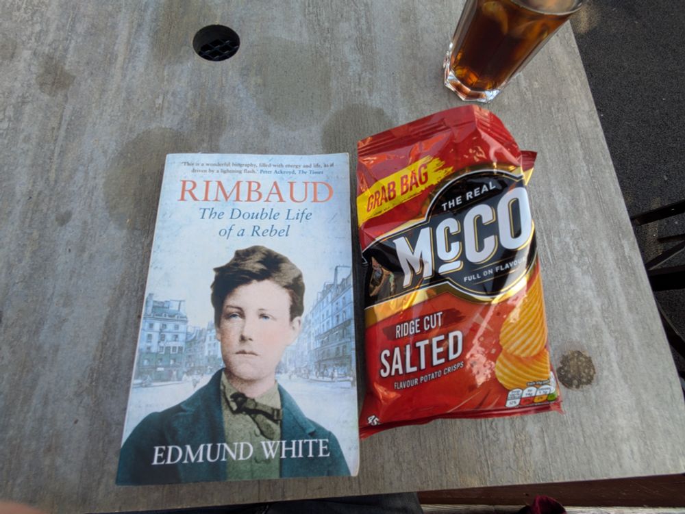 Rimbaud - the double life of a rebel by Edmund White, plus crisps and drink 