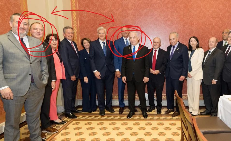 adam schiff and assorted other cretins grinning with a war criminal
