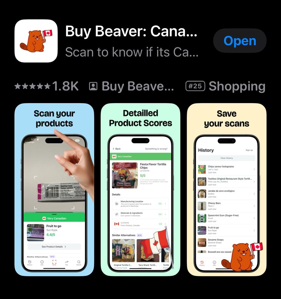 Screen shot of the ‘buy beaver’ app