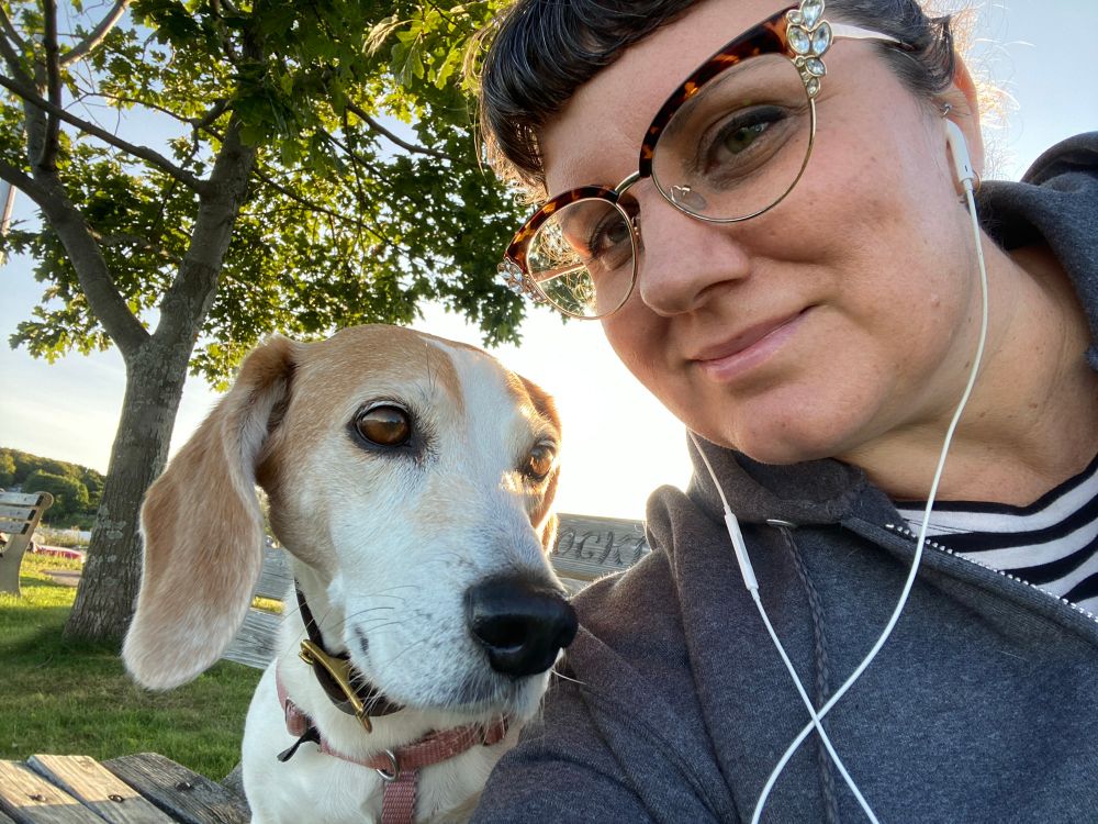 Author with old beagle