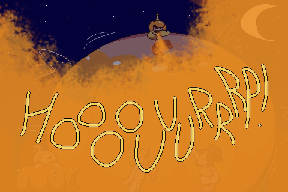 The above image, but Massive Martha releases a massive "HOOOOUUURRRP!" which covers the whole scene in a dense, orange fog.