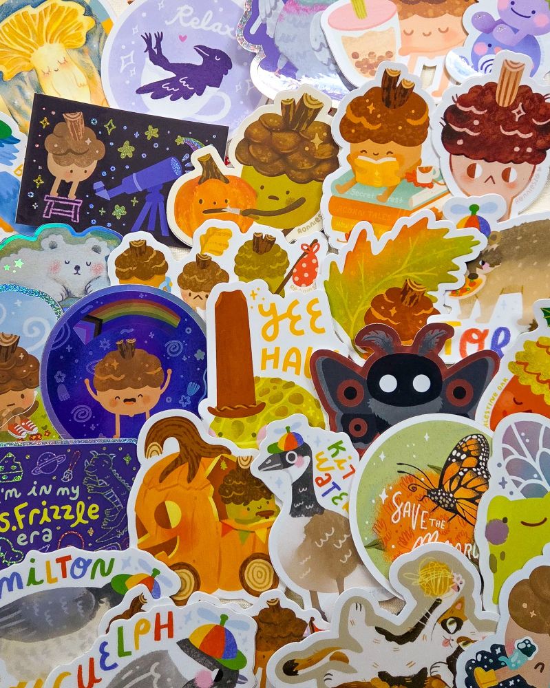 A photo of all of Ronnie's sticker designs