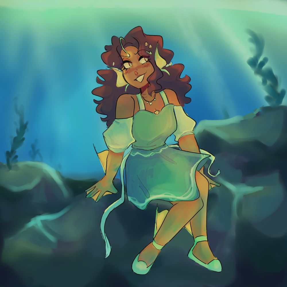 oc: kaia, sitting smugly under the water :} technically was trying to simplify her outfit at the time!