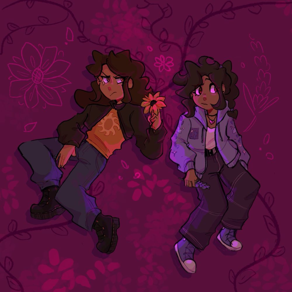on the left: angeles, holding a sunflower!
on the right: gloria, holding lavender!