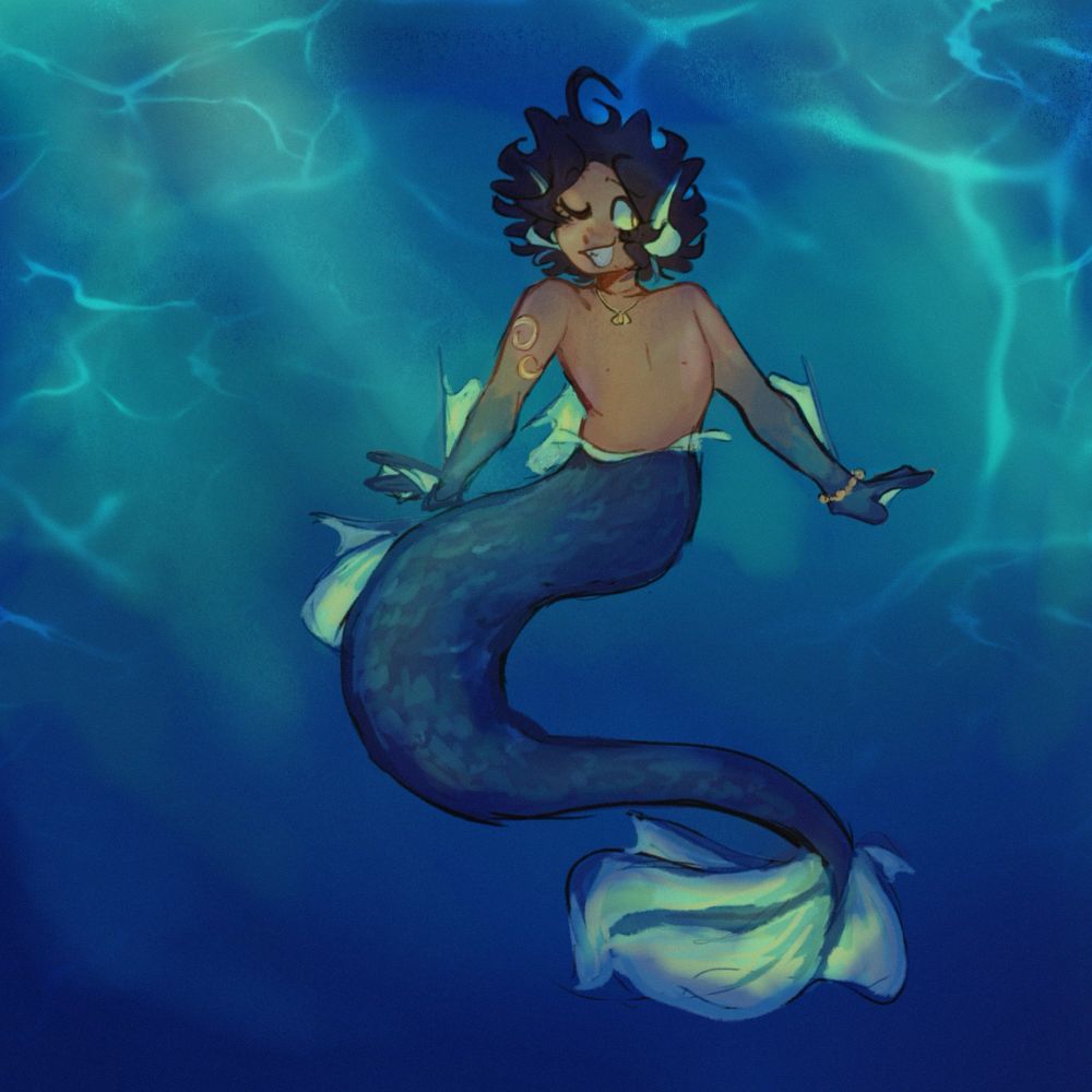 oc: marino in mermaid form!! (not canon)