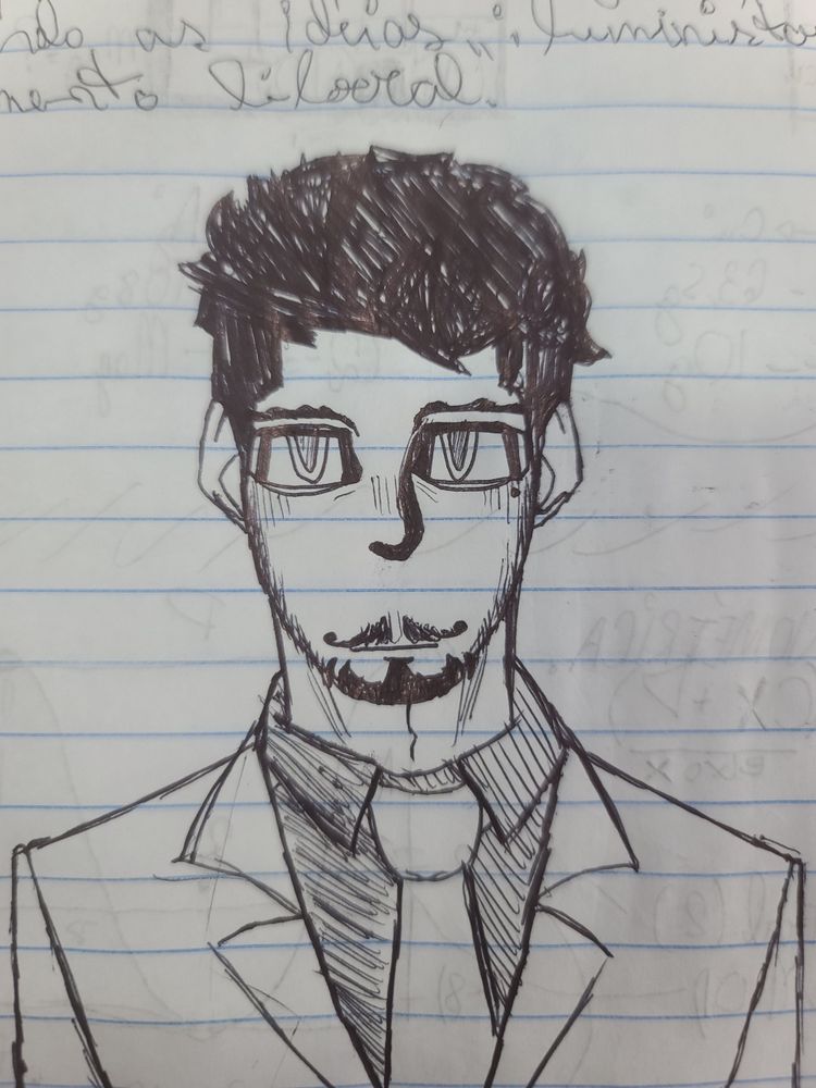 Qual será o nome dele?
Desenho feito no meu caderno(por que eu sou estudioso)