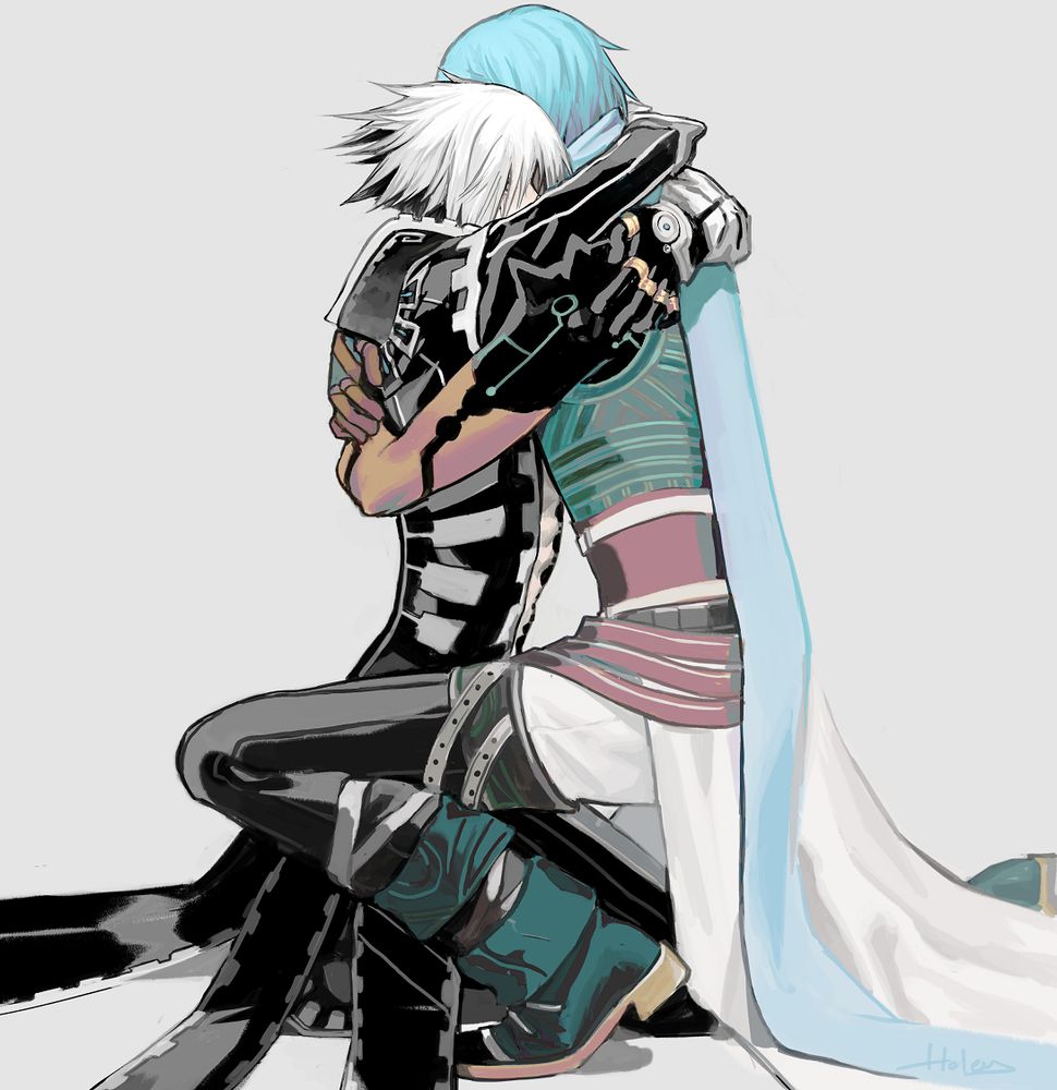 A fan art of Haseo and Ovan from '.hack//G.U.'.