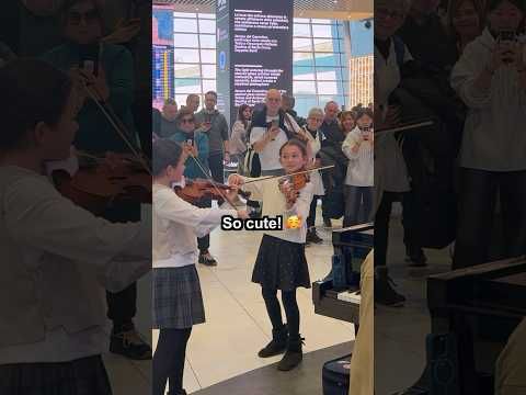 11 and 8-year old PRODIGY SISTERS play Vivaldi Winter with me on the violin in Rome Airport! 🎻😍