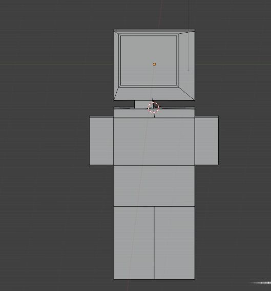 The front of a creature with missing arms. It has a offset neck and a inset screen for a face