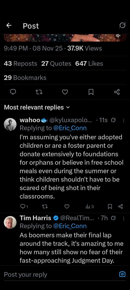 I'm assuming you've either adopted children or are a foster parent or donate extensively to foundations for orphans or believe in free school meals even during the summer or think children shouldn't have to be scared of being shot in their classrooms.
