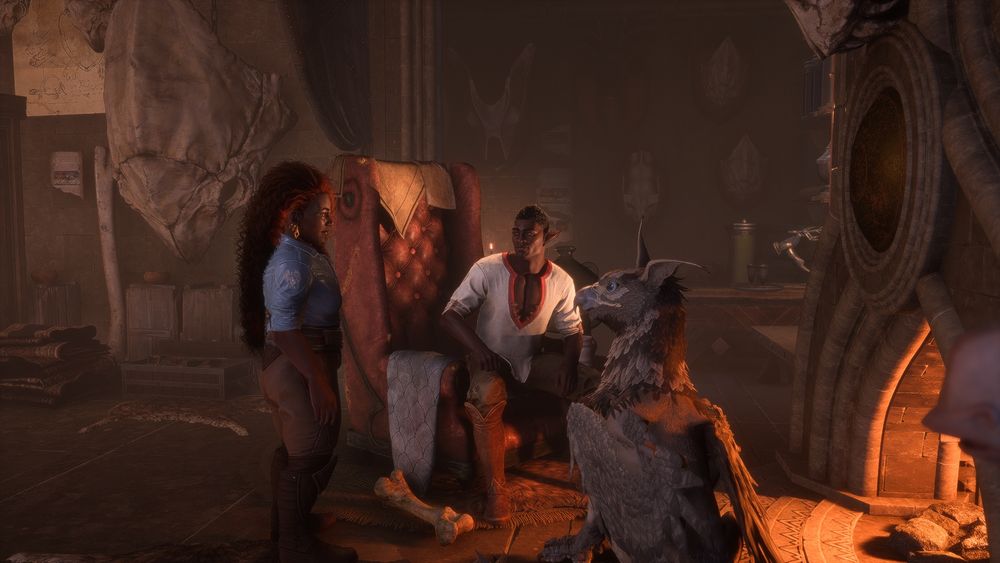 aurora, davrin and assan on davrin's room at the lighthouse