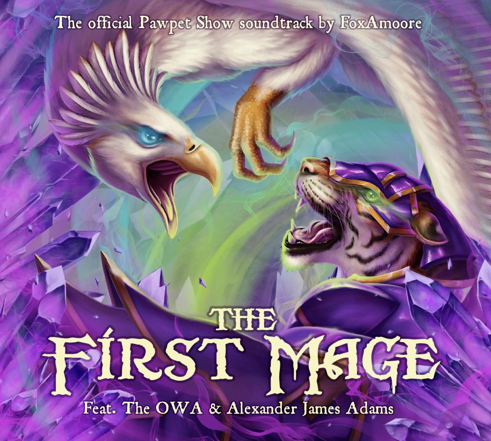 Front cover artwork for an album featuring a gryphon and tiger locked in a magic battle. 