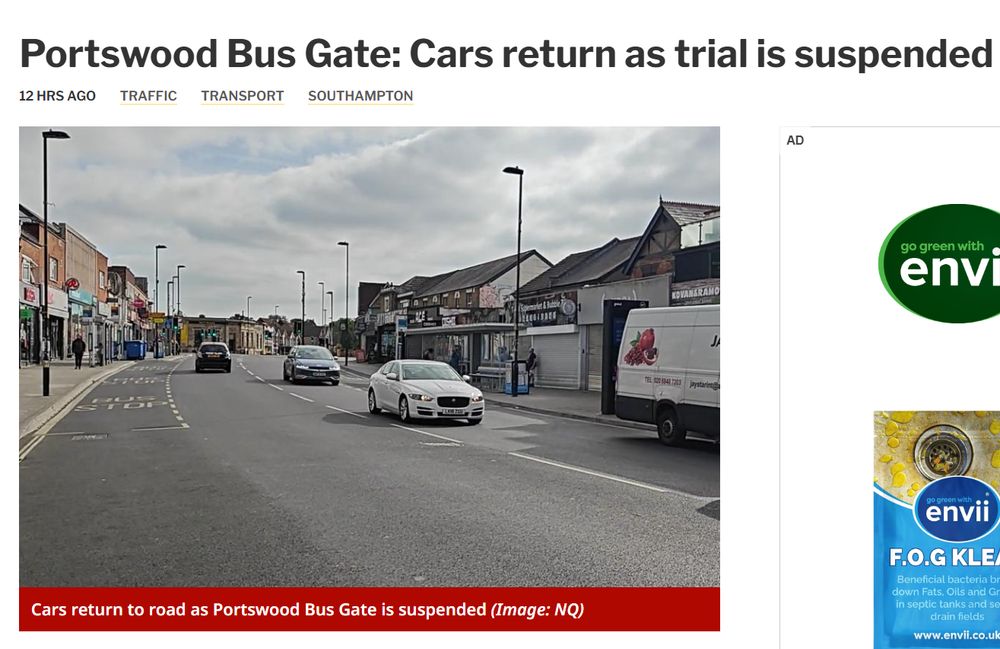 Portswood Bus Gate: Cars return as trial is suspended