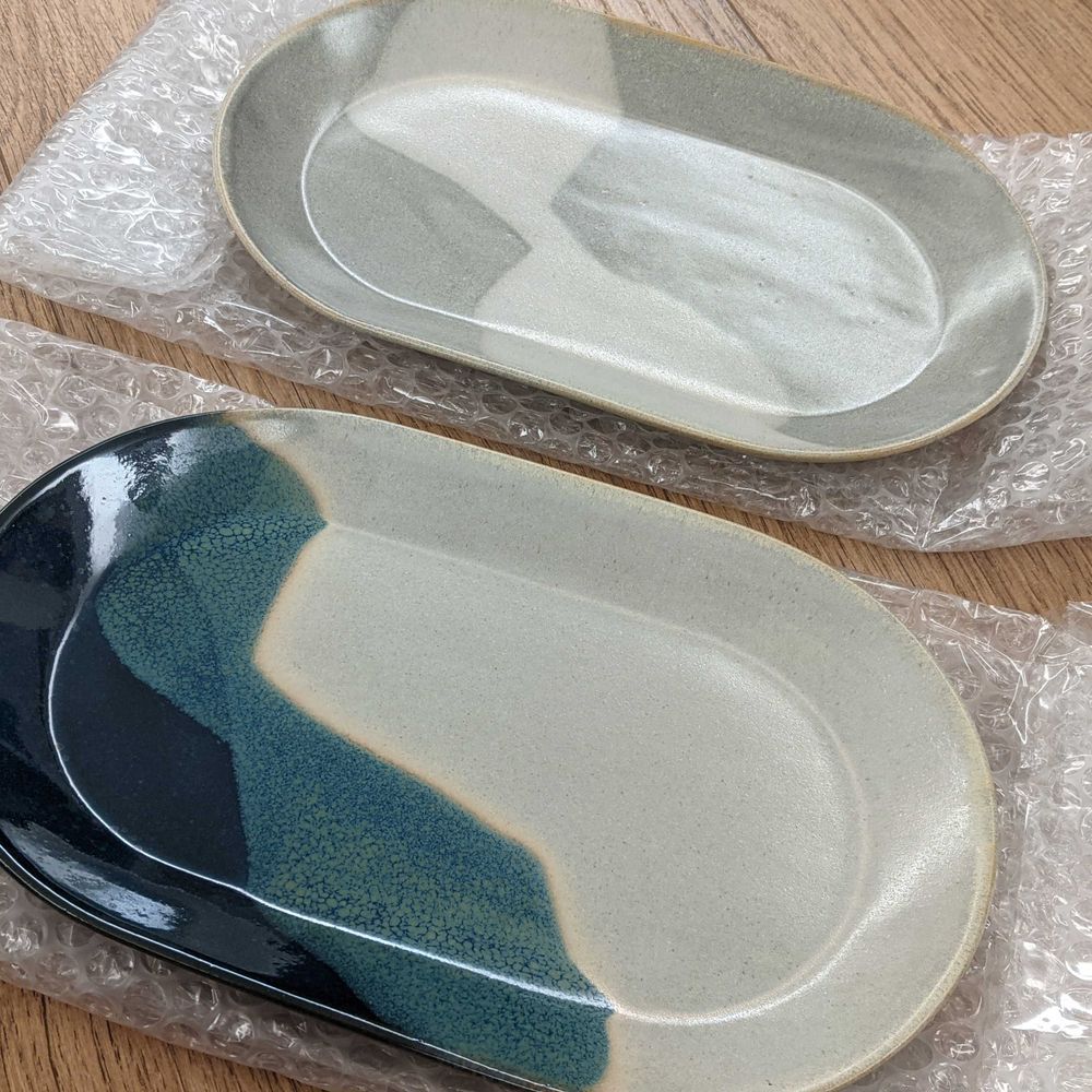 藍色釉長盤&手感滑順的白色長盤