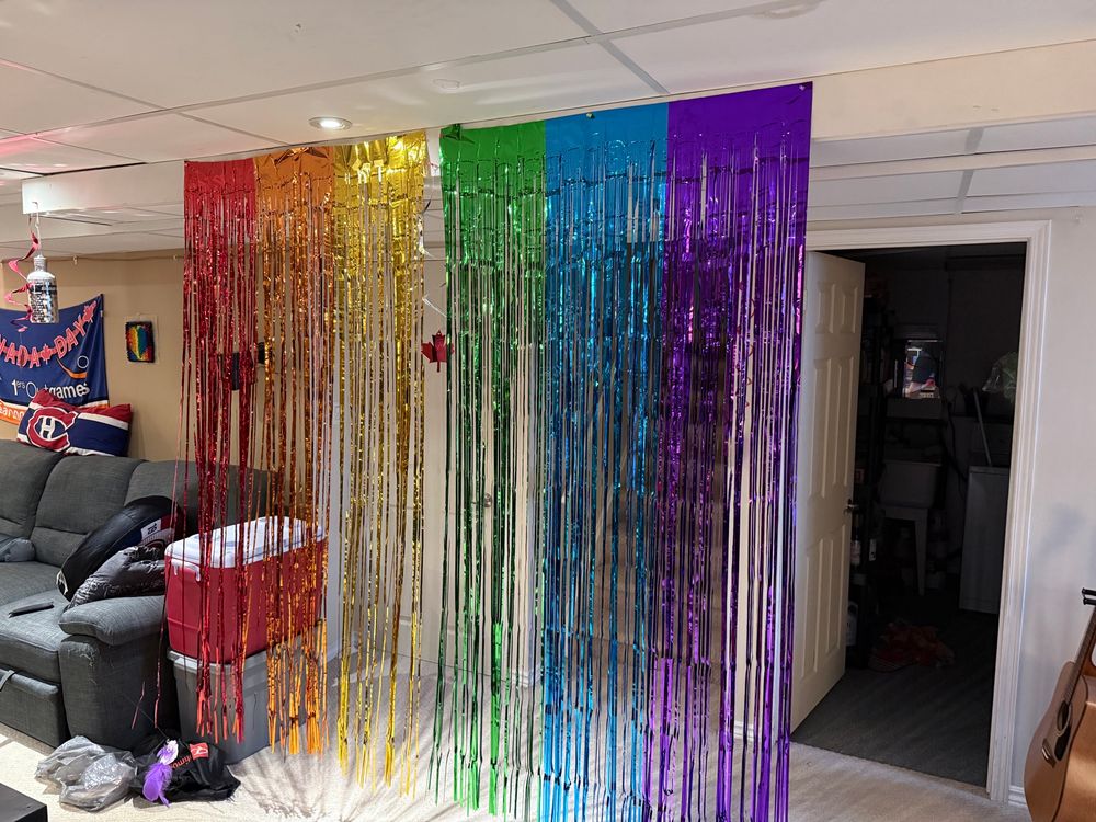 Rainbow metallics curtains