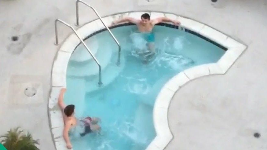 Screenshot of the “two guys sitting in a hot tub” Vine meme