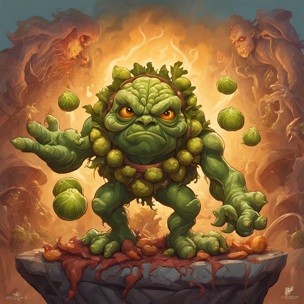 Evil Brussels sprouts, zombie, gremlins.